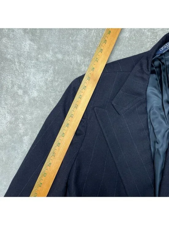 Vtg Polo By Ralph Lauren Men's 42R Double-Breasted Navy Pinstripe Suit JCK113 - Picture 11 of 16